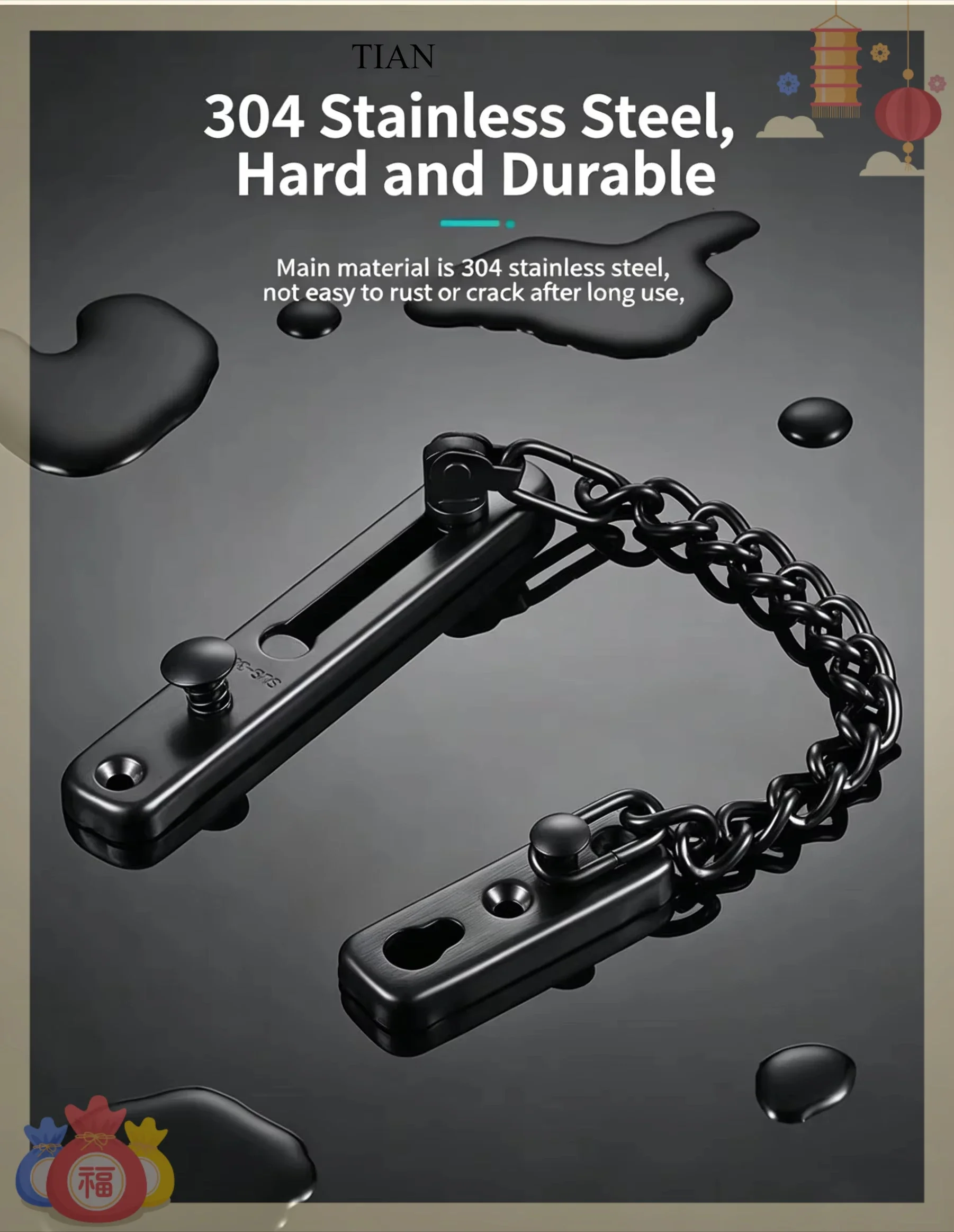 TIAN   Chain Door Guard Lock S - Security Chain Door recension och pris